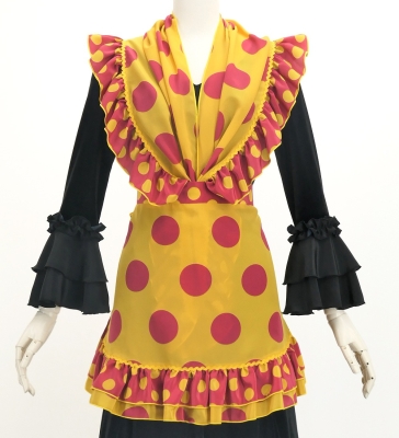 Flamenco Apron and Shawl Set / Polka Dots / Yellow & Pink / JPA-33