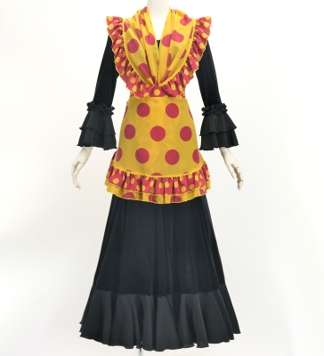 Flamenco Apron and Shawl Set / Polka Dots / Yellow & Pink / JPA-33