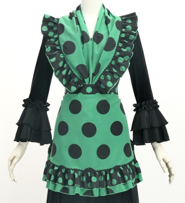 Flamenco Apron and Shawl Set / Polka Dots / Turquoise Blue & Black / JPA-34