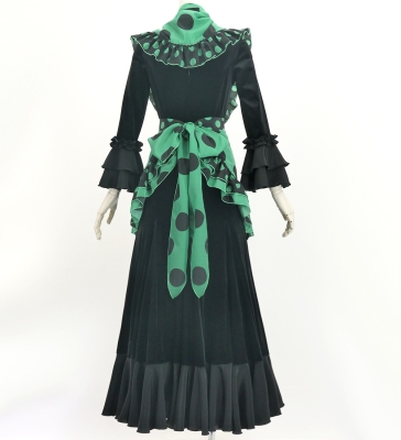 Flamenco Apron and Shawl Set / Polka Dots / Turquoise Blue & Black / JPA-34