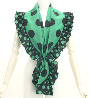 Flamenco Apron and Shawl Set / Polka Dots / Turquoise Blue & Black / JPA-34