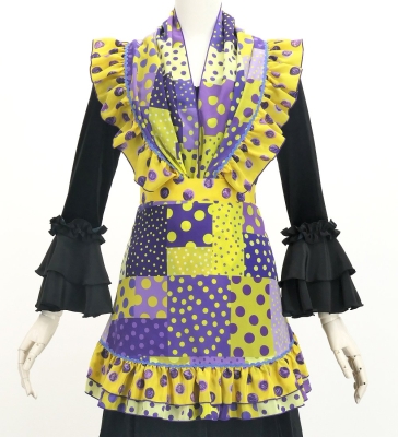 Flamenco Apron and Shawl Set / Dots & Patchwork Style / Yellow & Purple / JPA-35