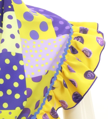 Flamenco Apron and Shawl Set / Dots & Patchwork Style / Yellow & Purple / JPA-35