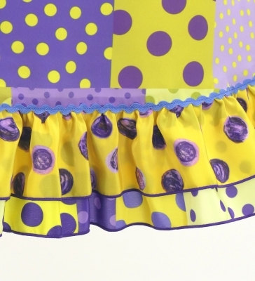 Flamenco Apron and Shawl Set / Dots & Patchwork Style / Yellow & Purple / JPA-35
