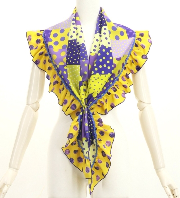 Flamenco Apron and Shawl Set / Dots & Patchwork Style / Yellow & Purple / JPA-35