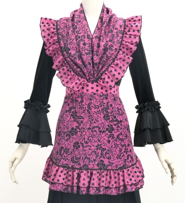 Flamenco Apron and Shawl Set / Ditsy floral / Pink & Black / JPA-36