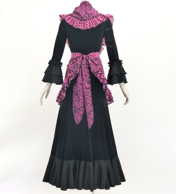 Flamenco Apron and Shawl Set / Ditsy floral / Pink & Black / JPA-36