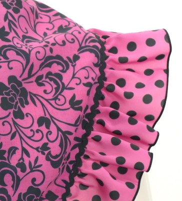 Flamenco Apron and Shawl Set / Ditsy floral / Pink & Black / JPA-36