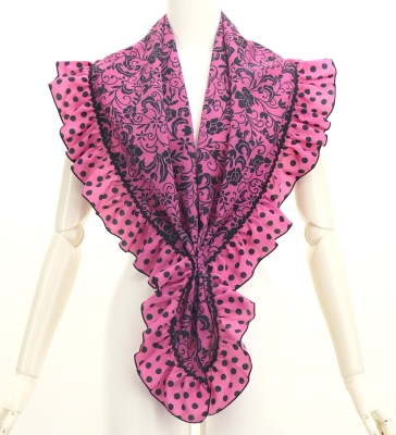 Flamenco Apron and Shawl Set / Ditsy floral / Pink & Black / JPA-36