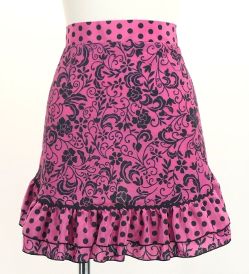 Flamenco Apron and Shawl Set / Ditsy floral / Pink & Black / JPA-36