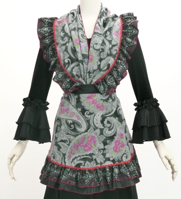 Flamenco Apron and Shawl Set / Paisley / Black / JPA-37