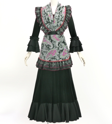 Flamenco Apron and Shawl Set / Paisley / Black / JPA-37