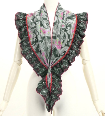 Flamenco Apron and Shawl Set / Paisley / Black / JPA-37