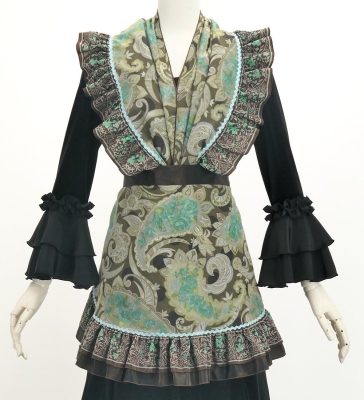 Flamenco Apron and Shawl Set / Paisley / Brown & Turquoise Blue / JPA-38