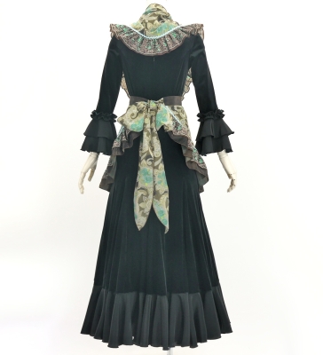 Flamenco Apron and Shawl Set / Paisley / Brown & Turquoise Blue / JPA-38