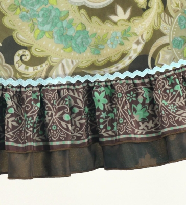 Flamenco Apron and Shawl Set / Paisley / Brown & Turquoise Blue / JPA-38