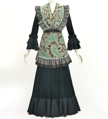 Flamenco Apron and Shawl Set / Paisley / Brown & Turquoise Blue / JPA-38