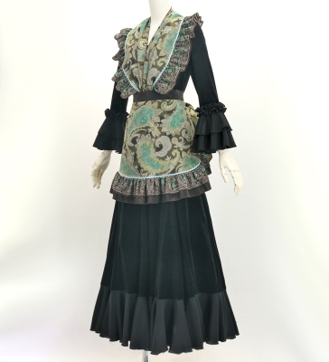 Flamenco Apron and Shawl Set / Paisley / Brown & Turquoise Blue / JPA-38