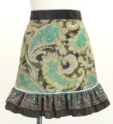 Flamenco Apron and Shawl Set / Paisley / Brown & Turquoise Blue / JPA-38