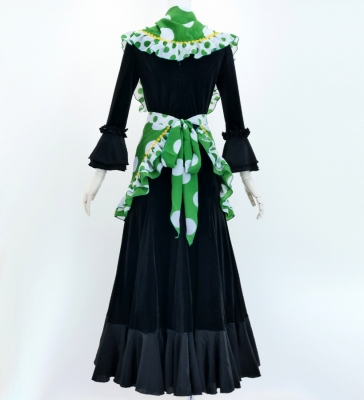 Flamenco Apron and Shawl Set / Polka Dots / Green&White / JPA-3
