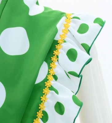 Flamenco Apron and Shawl Set / Polka Dots / Green&White / JPA-3