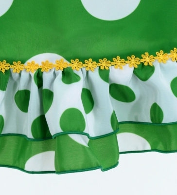 Flamenco Apron and Shawl Set / Polka Dots / Green&White / JPA-3