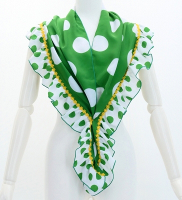 Flamenco Apron and Shawl Set / Polka Dots / Green&White / JPA-3
