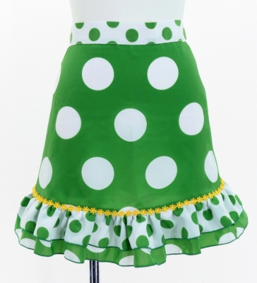 Flamenco Apron and Shawl Set / Polka Dots / Green&White / JPA-3