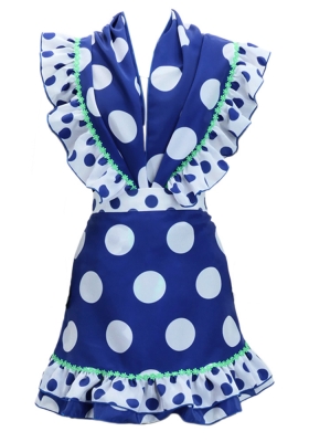 Flamenco Apron and Shawl Set / Polka Dots / Blue&White / JPA-4