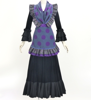 Flamenco Apron and Shawl Set / Dots / Puple  / JPA-40