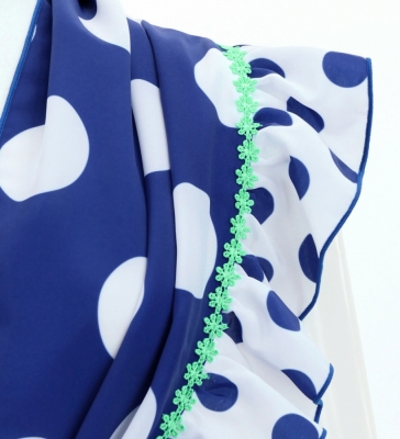 Flamenco Apron and Shawl Set / Polka Dots / Blue&White / JPA-4