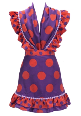 Flamenco Apron and Shawl Set / Polka Dots / Purple&Orange / JPA-5