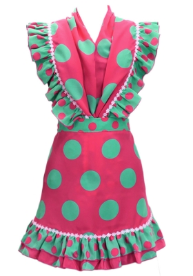 Flamenco Apron and Shawl Set / Polka Dots / Pink&Turquoise Blue / JPA-6