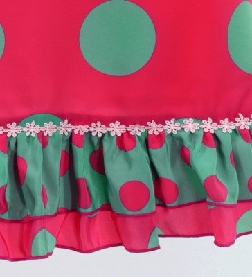 Flamenco Apron and Shawl Set / Polka Dots / Pink&Turquoise Blue / JPA-6