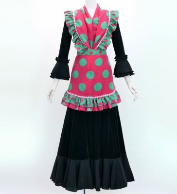 Flamenco Apron and Shawl Set / Polka Dots / Pink&Turquoise Blue / JPA-6