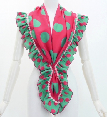 Flamenco Apron and Shawl Set / Polka Dots / Pink&Turquoise Blue / JPA-6