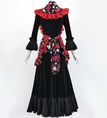 Flamenco Apron and Shawl Set / Roses & Dots / Black&Red / JPA-7