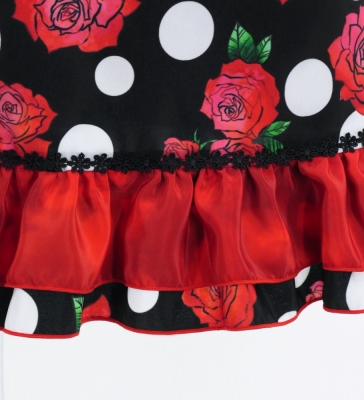 Flamenco Apron and Shawl Set / Roses & Dots / Black&Red / JPA-7