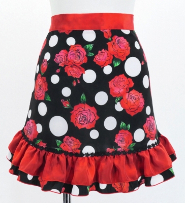 Flamenco Apron and Shawl Set / Roses & Dots / Black&Red / JPA-7