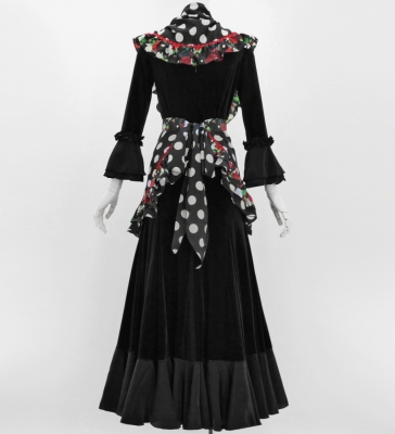 Flamenco Apron and Shawl Set / Polka Dots / Black / JPA-8