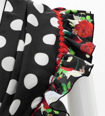 Flamenco Apron and Shawl Set / Polka Dots / Black / JPA-8