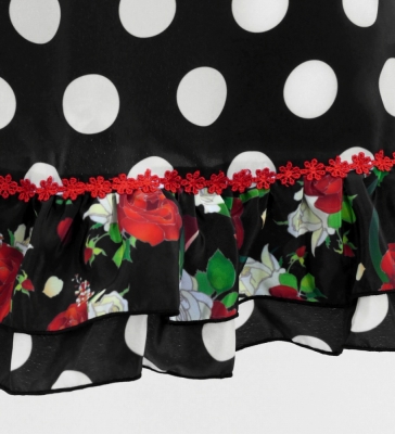 Flamenco Apron and Shawl Set / Polka Dots / Black / JPA-8