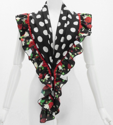 Flamenco Apron and Shawl Set / Polka Dots / Black / JPA-8