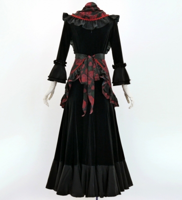 Flamenco Apron and Shawl Set / Roses / Black / JPA-9