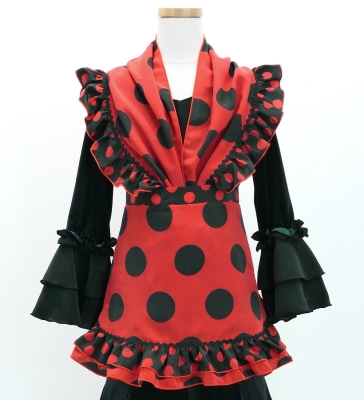 Kids Flamenco Apron and Shawl Set / Polka Dots / Red & Black / JPAp-1