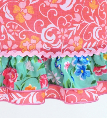 Kids Flamenco Apron and Shawl Set / Floral / Light Pink / JPAp-10