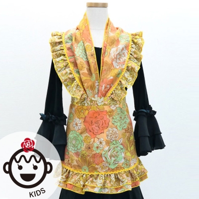 Kids Flamenco Apron and Shawl Set / Floral / Orange / JPAp-11