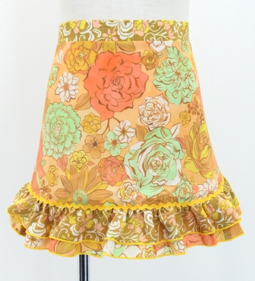 Kids Flamenco Apron and Shawl Set / Floral / Orange / JPAp-11