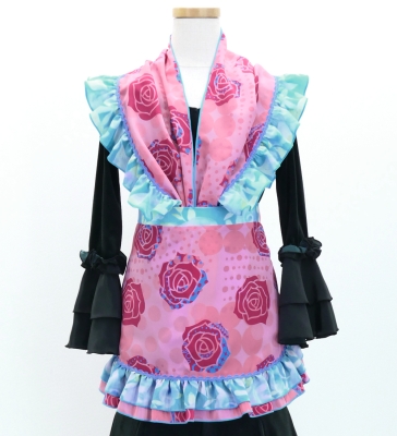 Kids Flamenco Apron and Shawl Set / Roses & Dots / Pink / JPAp-12