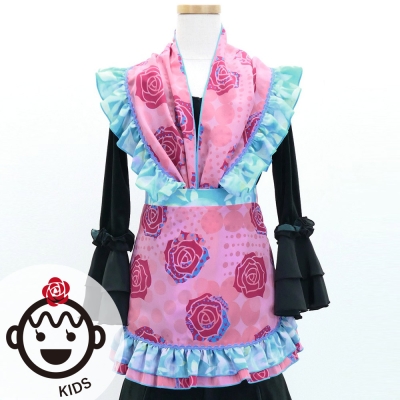 Kids Flamenco Apron and Shawl Set / Roses & Dots / Pink / JPAp-12
